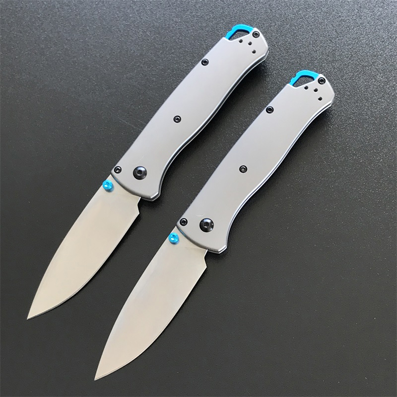 Titanium Alloy Handle 535 Folding Knife Stone Wash D2 Blade Outdoor Camping Safety Pocket Knives