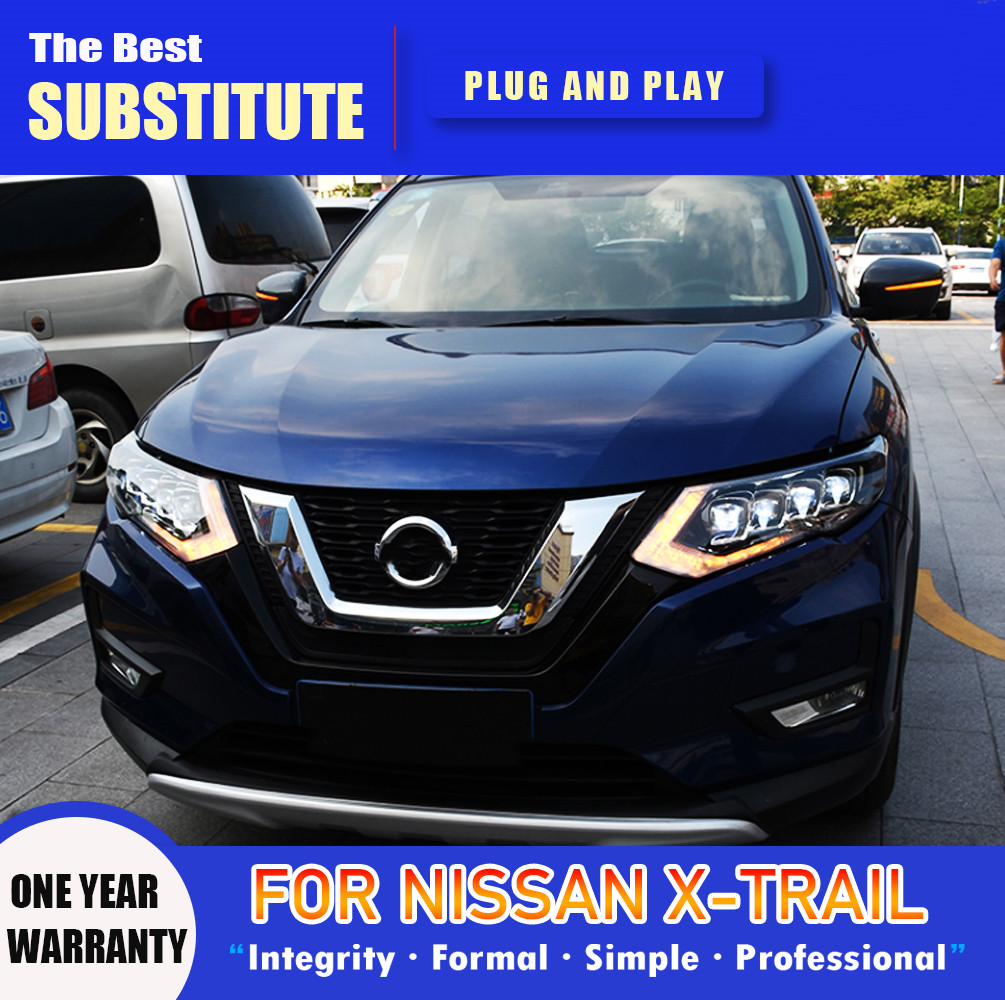 Headlight Assembly for Nissan X-Trail 20 17-20 20 LED Headlight Projector Lens Dynamic Turn Signal Angel Eye Lights