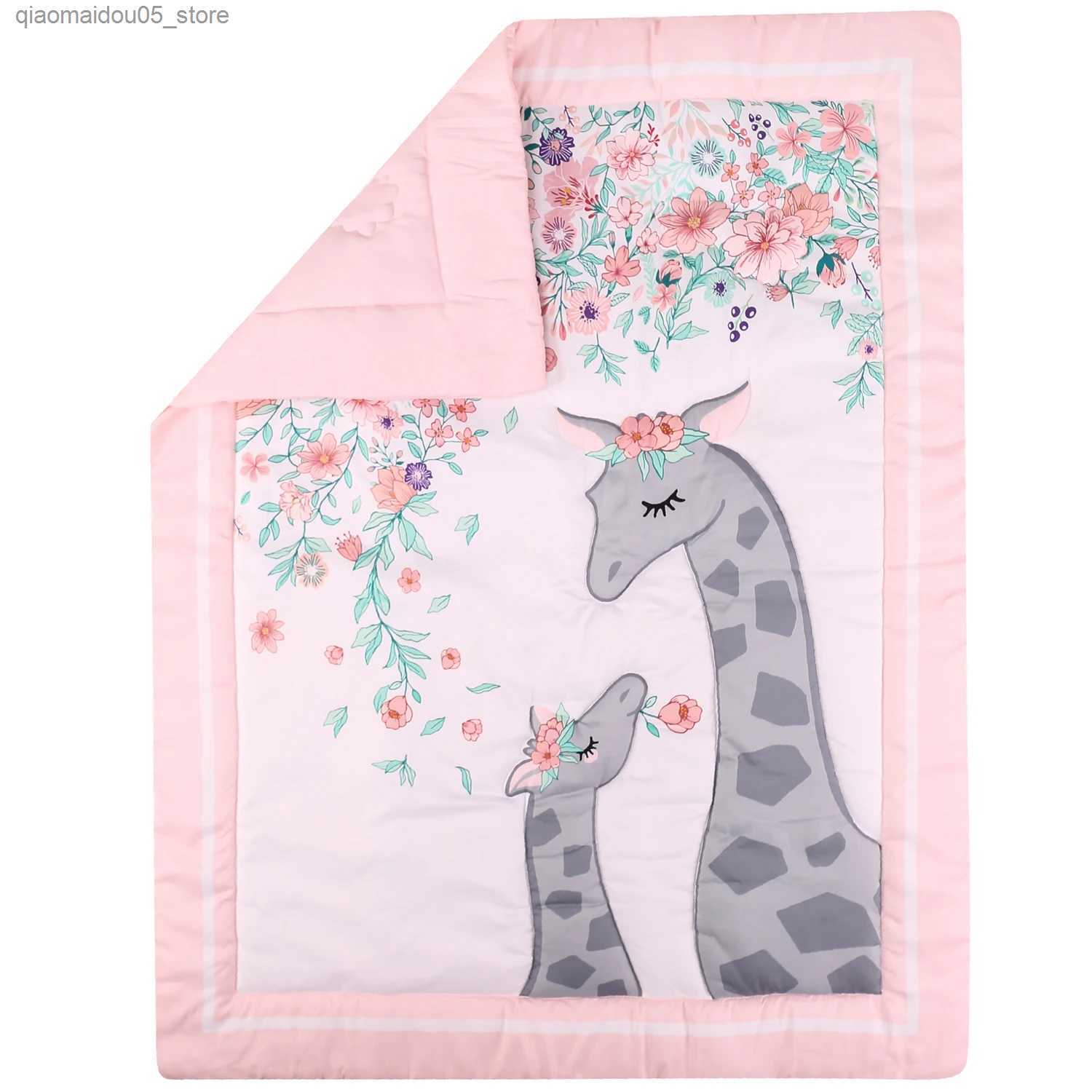 Bedding Sets 3 pieces of microfiber brushed baby crib set in pink girl design hot selling including quilts cribs and baby cribs Q240228