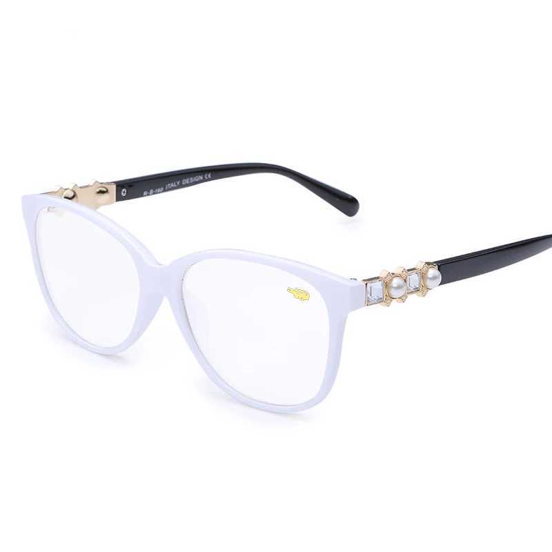 Eyeglass Frame Fashion Cat Eye Glasses Pearl Model Anti Blue Light Ggoggles Full Frame Womens Optical Computer Glasses