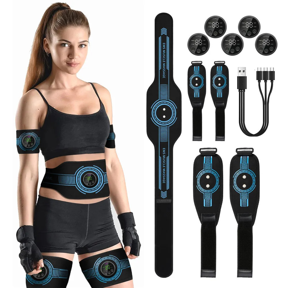 EMS Muscle Stimulator Abdominal Toning Belt Abs Muscle Toner Home Gym Fitness Training Body Slim Belly Waist Arm Leg Lose Weight 240220