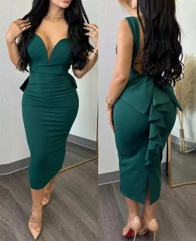 Casual Dresses Dropped Ruffle Edge Sexy Backless Party Dress Fashion Selling Womens Wear
