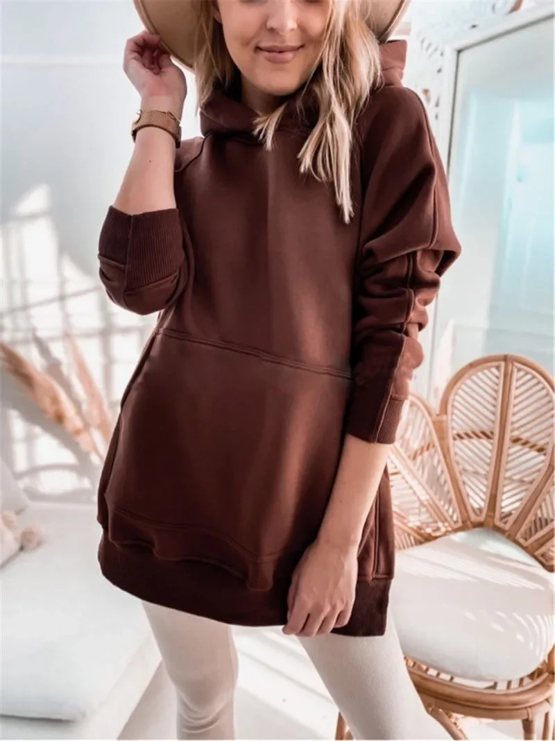 2024 Spring Oversize Hoodie Womens Hoodies Dress Solid Black Female Loose Fashion Casual Streetwear Lady Pullover 240223