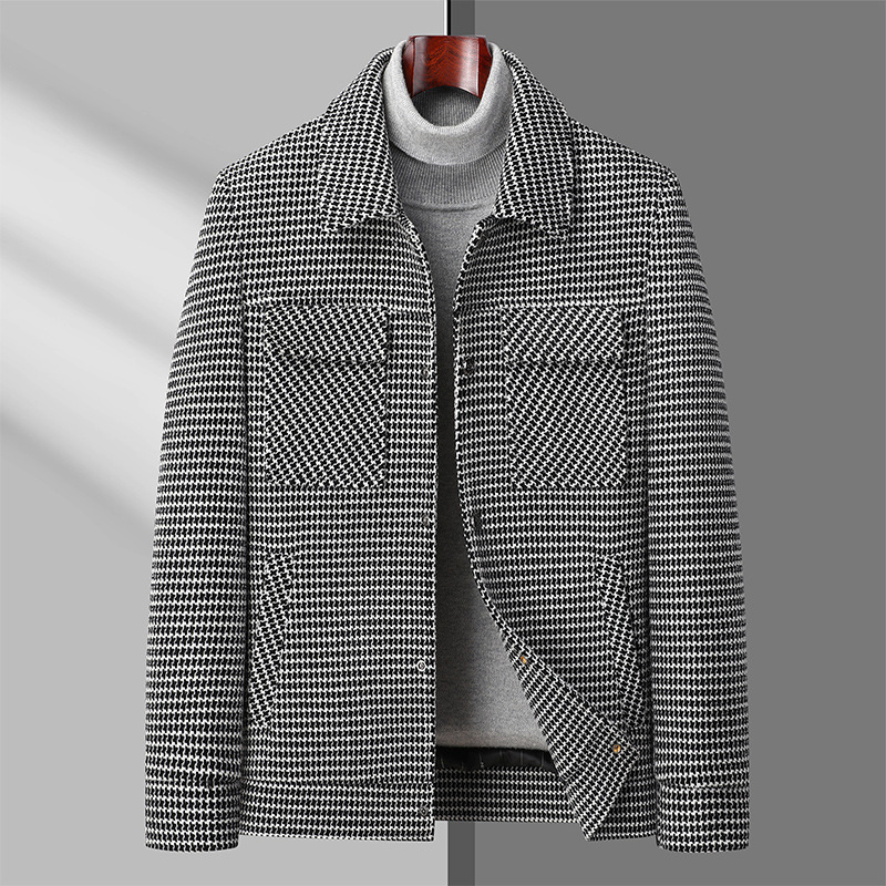 Lai Shibert Autumn/Winter New Thousand Bird Checker Workwear Jacket Mens Cotton Middle Aged And Youth Jackets Dads Coat For Men 221121 B1