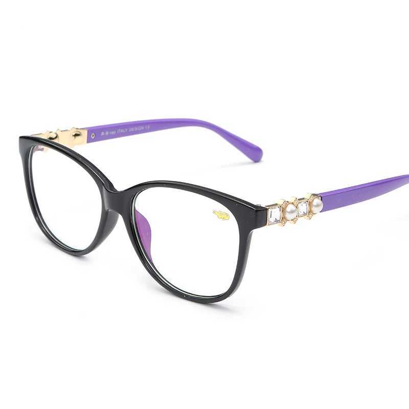 Eyeglass Frame Fashion Cat Eye Glasses Pearl Model Anti Blue Light Ggoggles Full Frame Womens Optical Computer Glasses