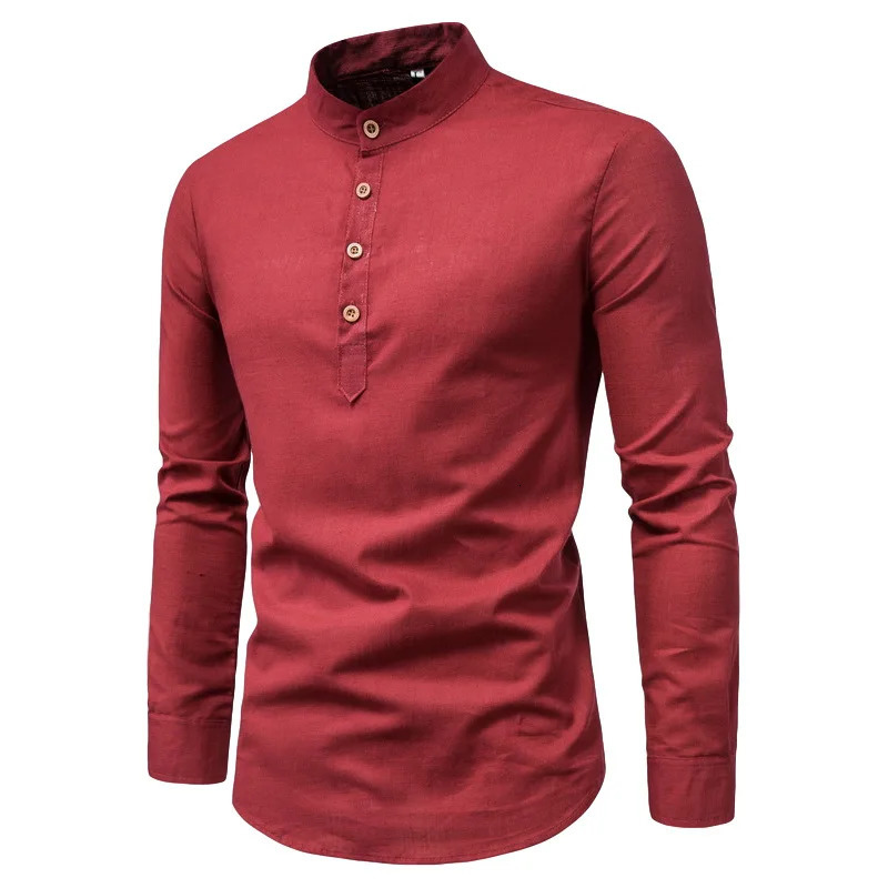 Men Formal Elegant Shirt Long Sleeve Cotton Linen Shirts Blouses Business Social Male Normal Dress Top Clothing 240219