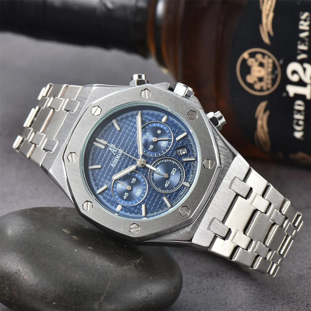 New Top Brand AP Mens Watch Stainless Steel Calendar Sapphire Quartz Designer Movement Multifunction Chronograph Man Watches