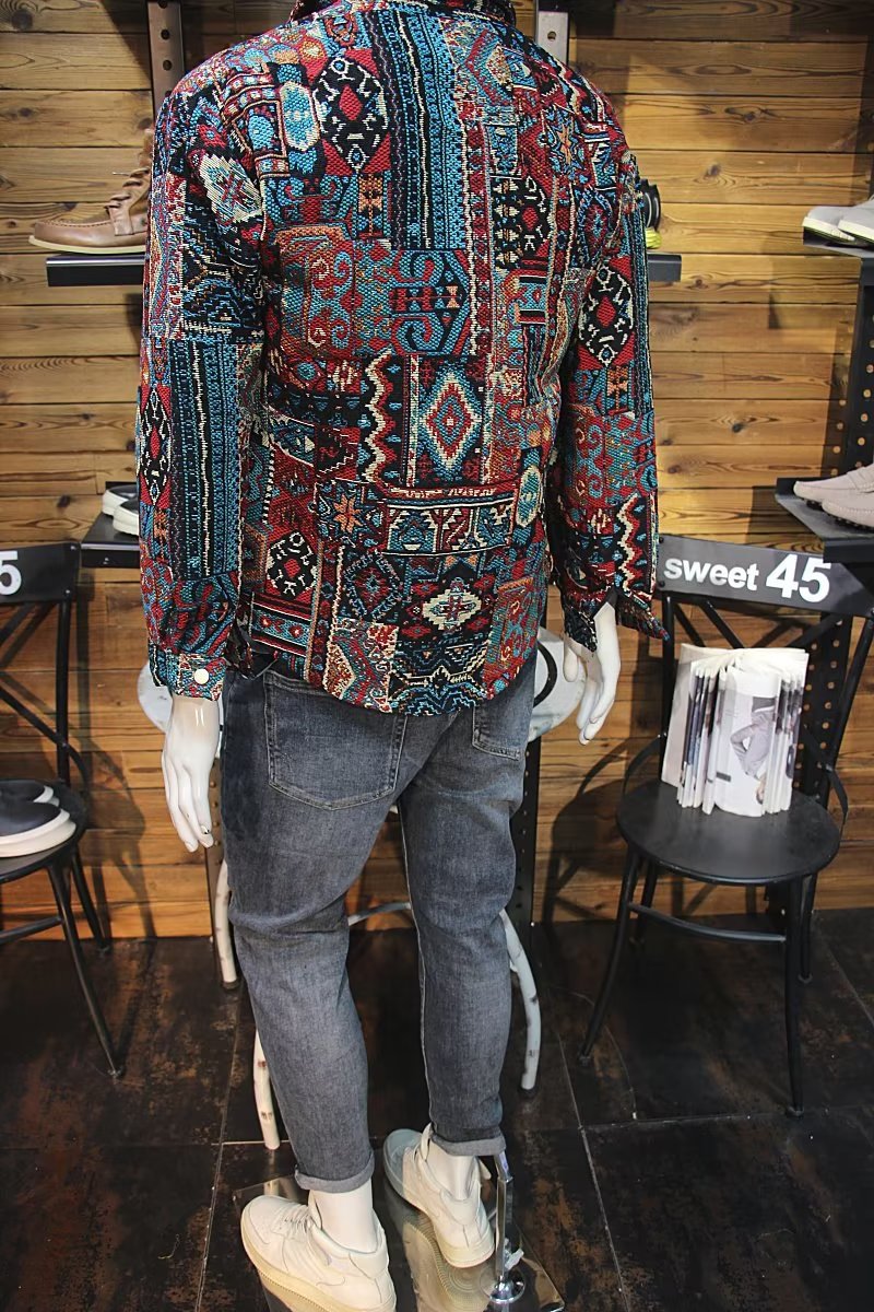 Men's Printed Denim Jackets | Casual Slim Fit Coats Spring Collection B4