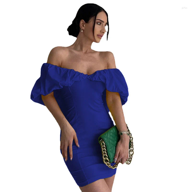 Casual Dresses Womens Sexy Solid Slim High Waist Mini Dress Spring Elegant Party Formal Women Off-Shoulder Slash Neck Backless