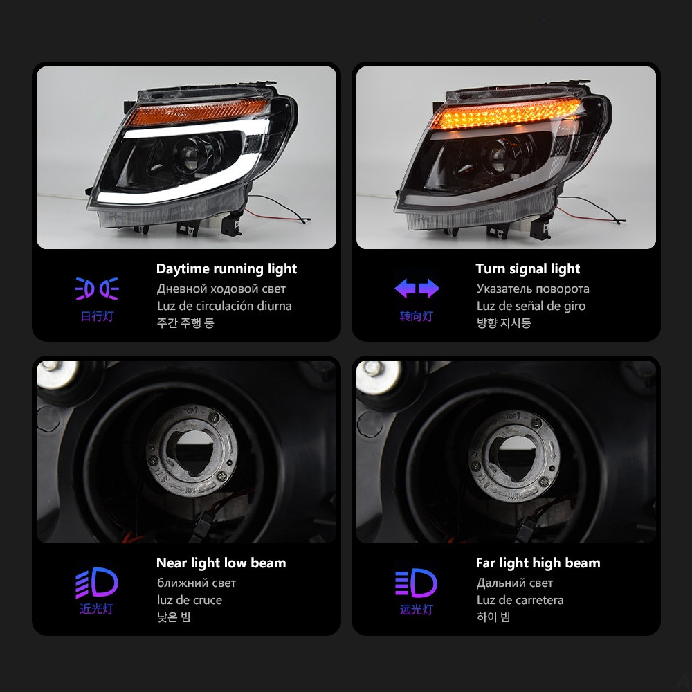 headlight LED for Ford Ranger Headlights 2012-20 15 Ranger T6 DRL Day Time Running Signal Lights Headlamp Auto Assembly