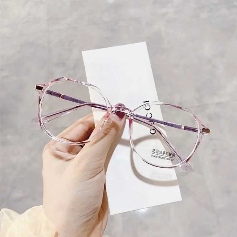 Eyeglass Frame Transparent Computer Glasses Frame Women And Men Anti Blue Light Round Glasses Blackout Glasses Optical Glasses Lenses