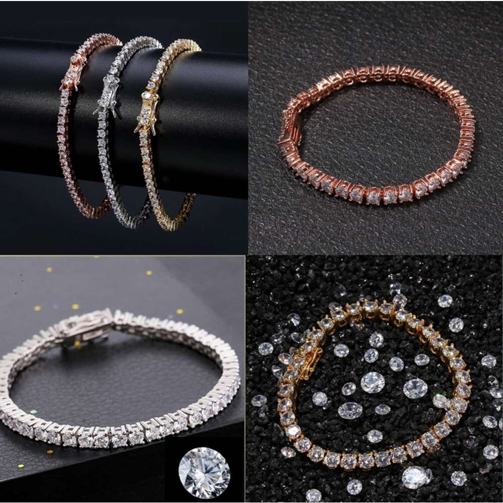 urious Jewelry Moissanite Tennis Bracelet Sier Dia VVS Gra Mossanite 3mm 4mm 5mm Iced Out for Men & Women dh910320090