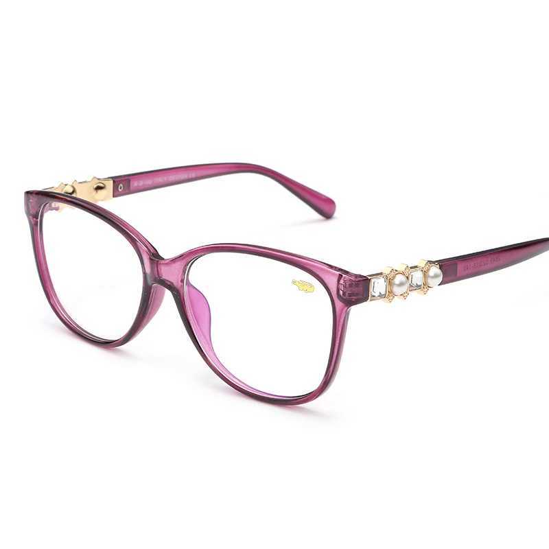Eyeglass Frame Fashion Cat Eye Glasses Pearl Model Anti Blue Light Ggoggles Full Frame Womens Optical Computer Glasses