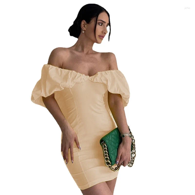 Casual Dresses Womens Sexy Solid Slim High Waist Mini Dress Spring Elegant Party Formal Women Off-Shoulder Slash Neck Backless