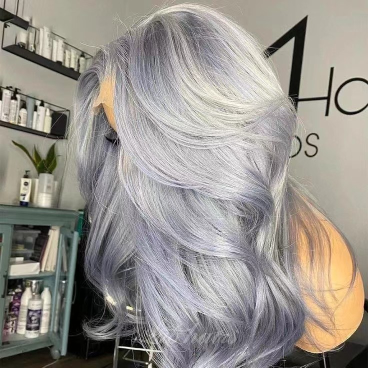 Dark roots ash gray lace front wigs ombre blonde silver grey wigs human hair pre plucked hd lace 13x4 lace frontal wig raw virgin hair long body wave