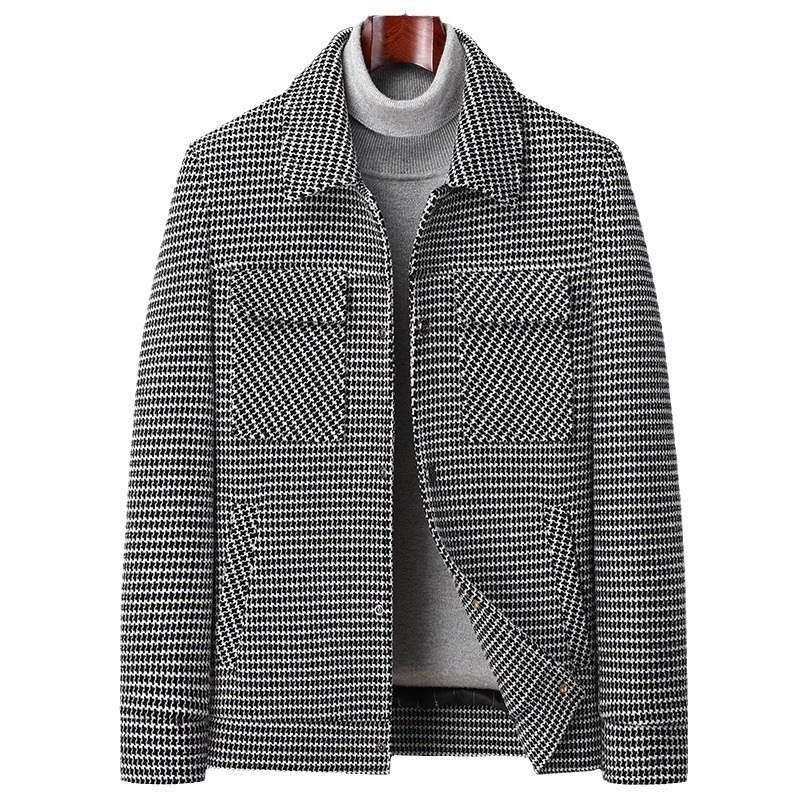 Lai Shibert Autumn/Winter New Thousand Bird Checker Workwear Jacket Mens Cotton Middle Aged And Youth Jackets Dads Coat For Men 221121 B1