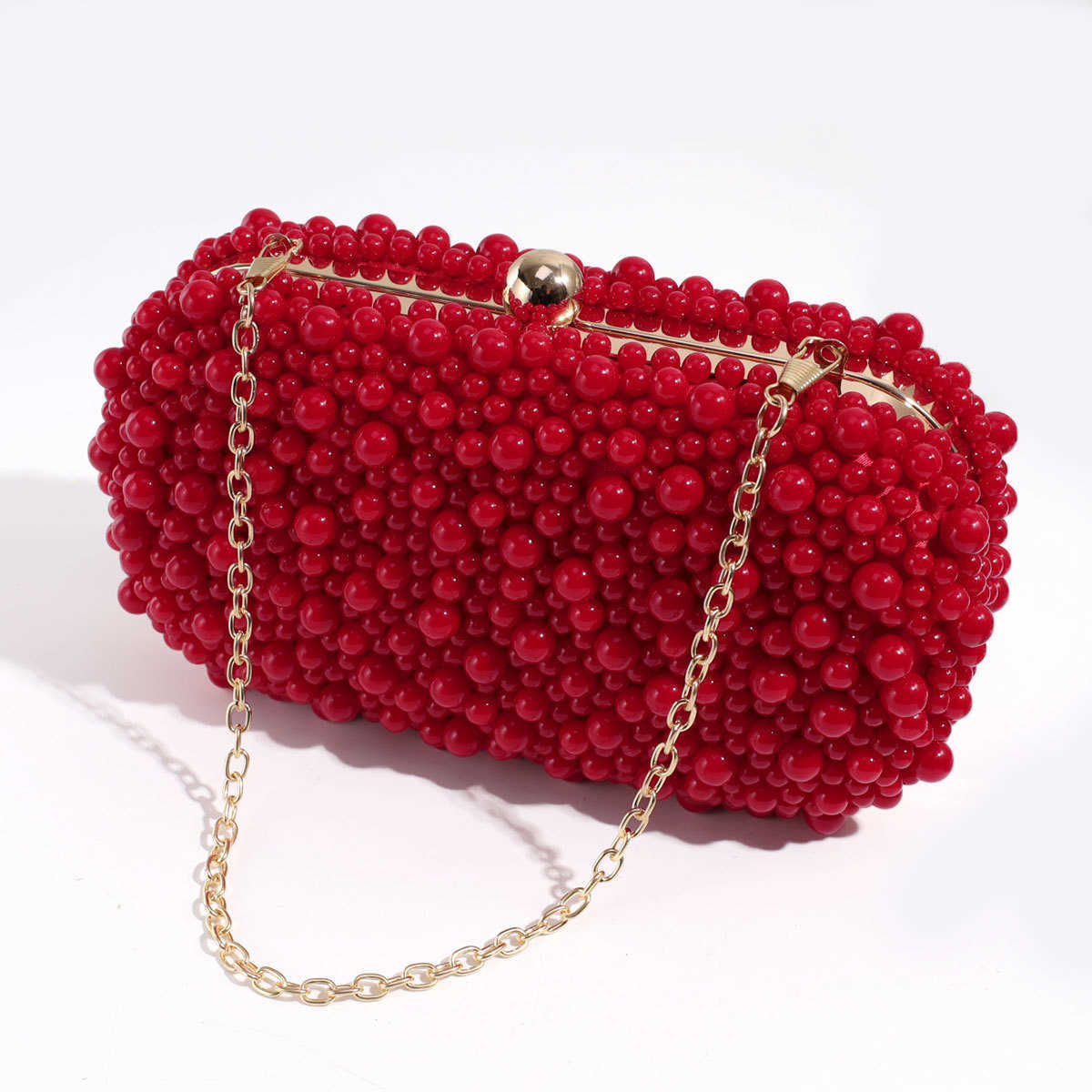 Shoulder Bags 2024 Beaded New Dinner Handbag Pearl Water Diamond Dress Bag Versatile Diagonal Straddle Ladies 240427