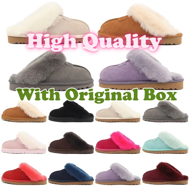 Australia Slippers men women shoes indoor sneaker fashion boots boot Designer Disquette Platform slides Shearling slide with strap warm fur sandals snow booties