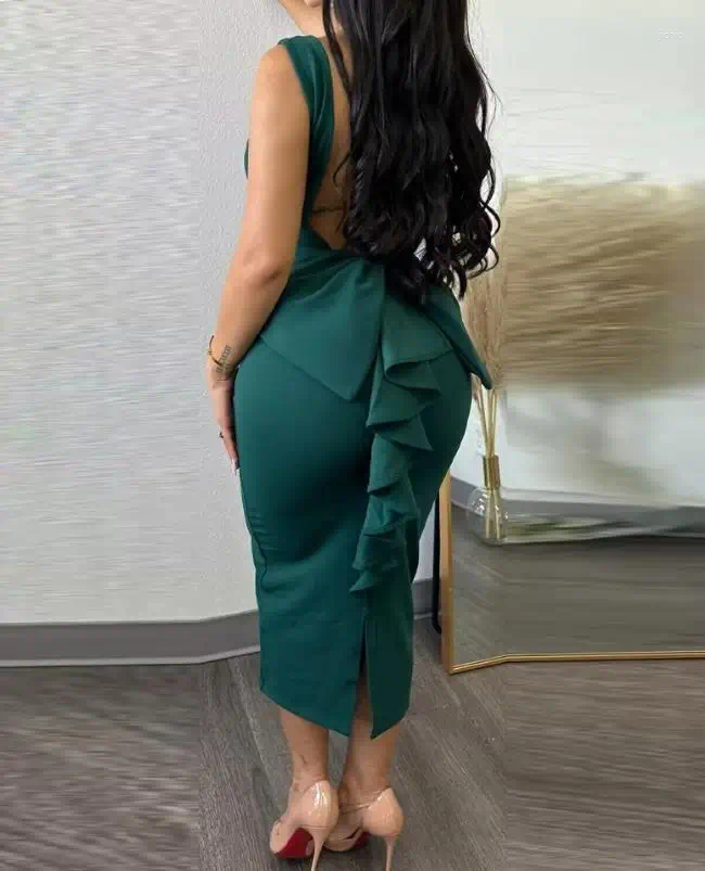Casual Dresses Dropped Ruffle Edge Sexy Backless Party Dress Fashion Selling Womens Wear