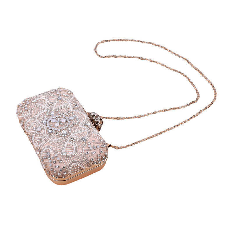 Shoulder Bags New Style Diamond Inlaid Banquet Beaded Dress Bag Women s Flower One Shoulder Small Square 240427