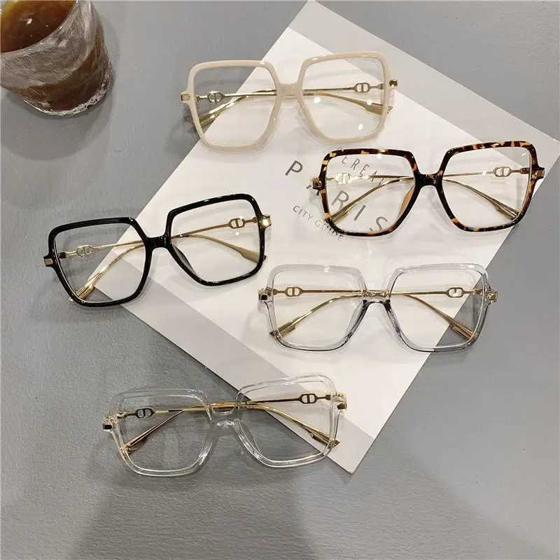 Eyeglass Frame Fashion Oversized Square Eyewear Retro Womens Anti-blue Light Bloking Metal Frame Glasses Trend Optical Computer Eyeglasses