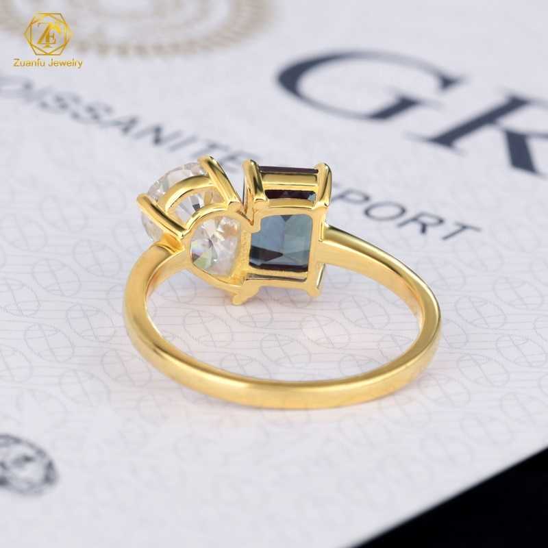 Sterg Sier Color Change Emerald cut Lab grown Alexandrite Jewelry Beautiful Cluster Pear Moissanite Engagement Ring Free shipping
