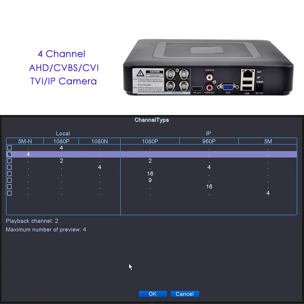AZISHN 5MP 5 in 1 CCTV Mini DVR TVI CVI AHD CVBS IP Camera Digital Video Recorder 4CH 8CH AHD DVR NVR CCTV System 5MP2MP 240219