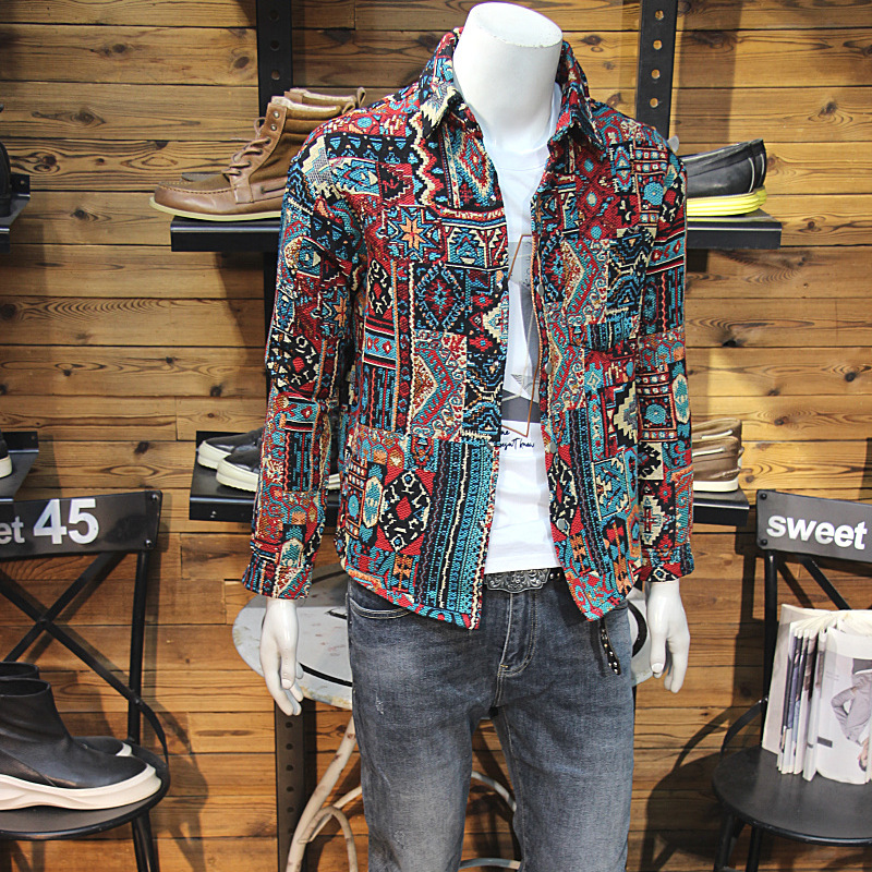 Men's Printed Denim Jackets | Casual Slim Fit Coats Spring Collection B4