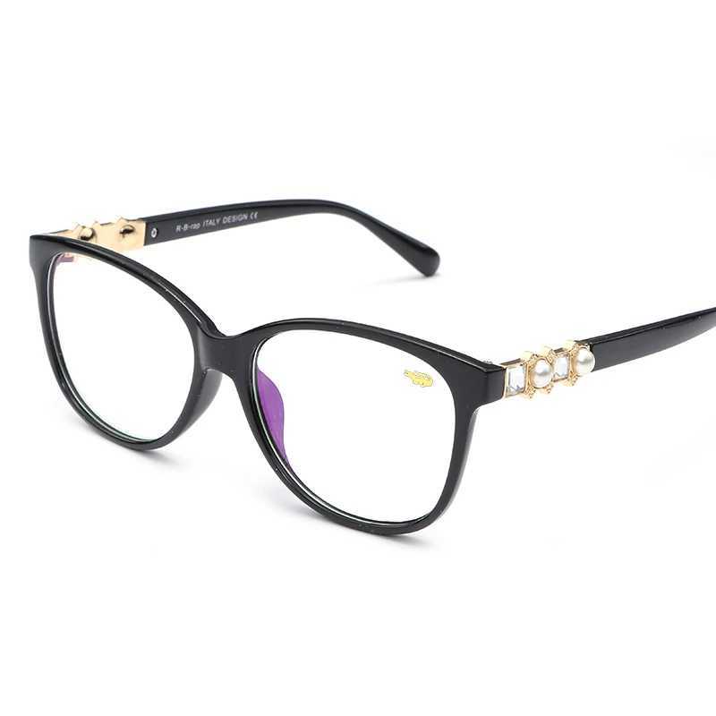 Eyeglass Frame Fashion Cat Eye Glasses Pearl Model Anti Blue Light Ggoggles Full Frame Womens Optical Computer Glasses