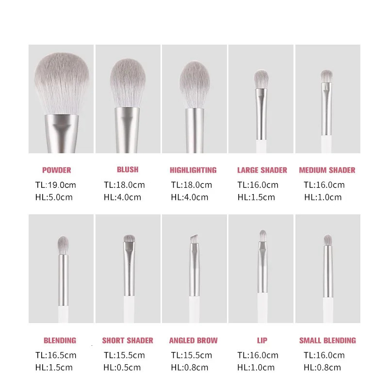 ZOREYA Makeup Brushes Set Cosmetics Eye Shadow Blending Blushlip Powder Highlighter Silver Eyeshadow Kabuki Professional Tools 240220