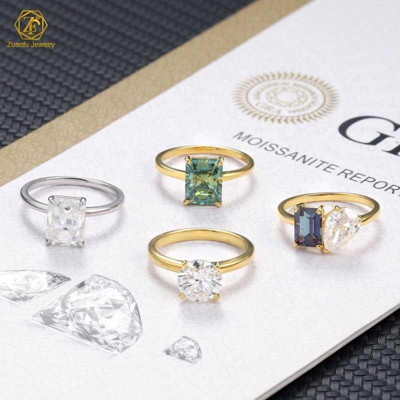 Sterg Sier Color Change Emerald cut Lab grown Alexandrite Jewelry Beautiful Cluster Pear Moissanite Engagement Ring Free shipping