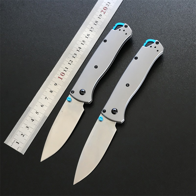 Titanium Alloy Handle 535 Folding Knife Stone Wash D2 Blade Outdoor Camping Safety Pocket Knives