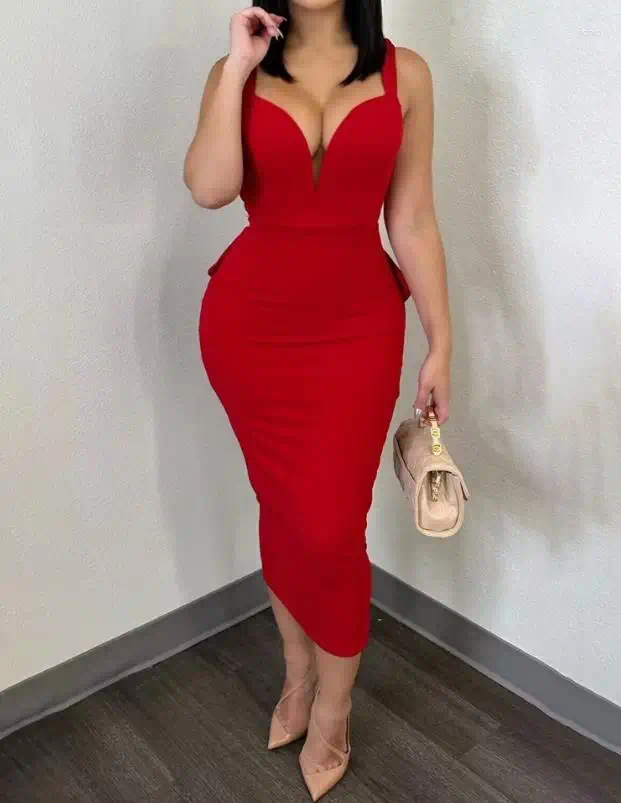Casual Dresses Dropped Ruffle Edge Sexy Backless Party Dress Fashion Selling Womens Wear