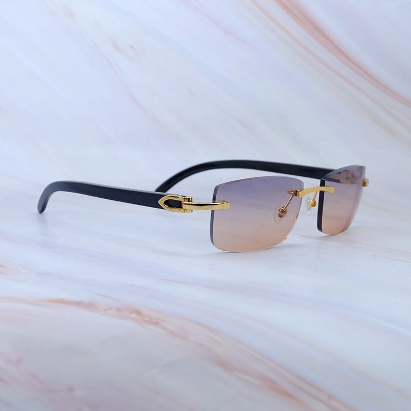 Black Buffalo Horn Sunglasses Designer Carter Luxury Sun Glasses Vintage Stylish Shades Eyewear Mens Decoration Rimless Frame 012 Gold