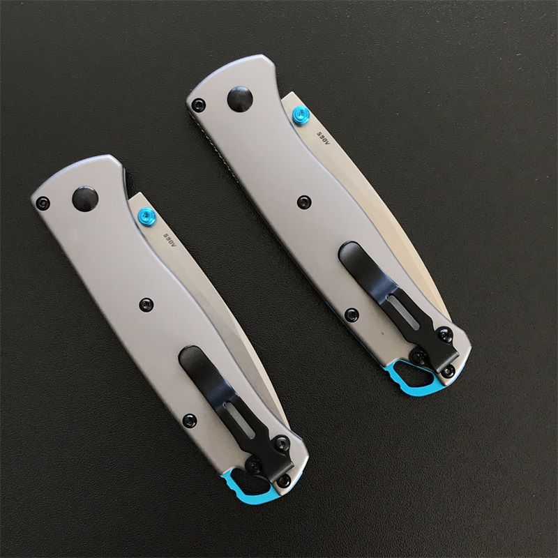 Titanium Alloy Handle 535 Folding Knife Stone Wash D2 Blade Outdoor Camping Safety Pocket Knives