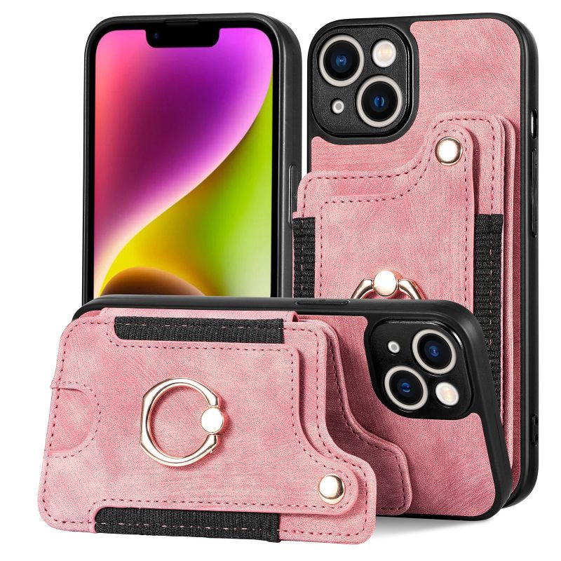For iPhone17pro max 16 cell phone cover Leather iPhone case For Samsung Luxury RFID Anti-theft Brush Ring Buckle Lanyard Multi-function Card bag