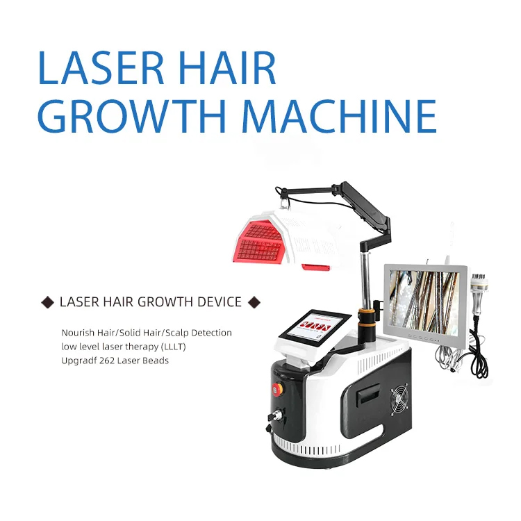 Scalp Spa Diode Laser 650nm 262 Beads Hair Growth Anti-hair Loss 5 in 1 Machine HD Follicle Detection Camera Oxygen Jet Scalp Massage Health Improve