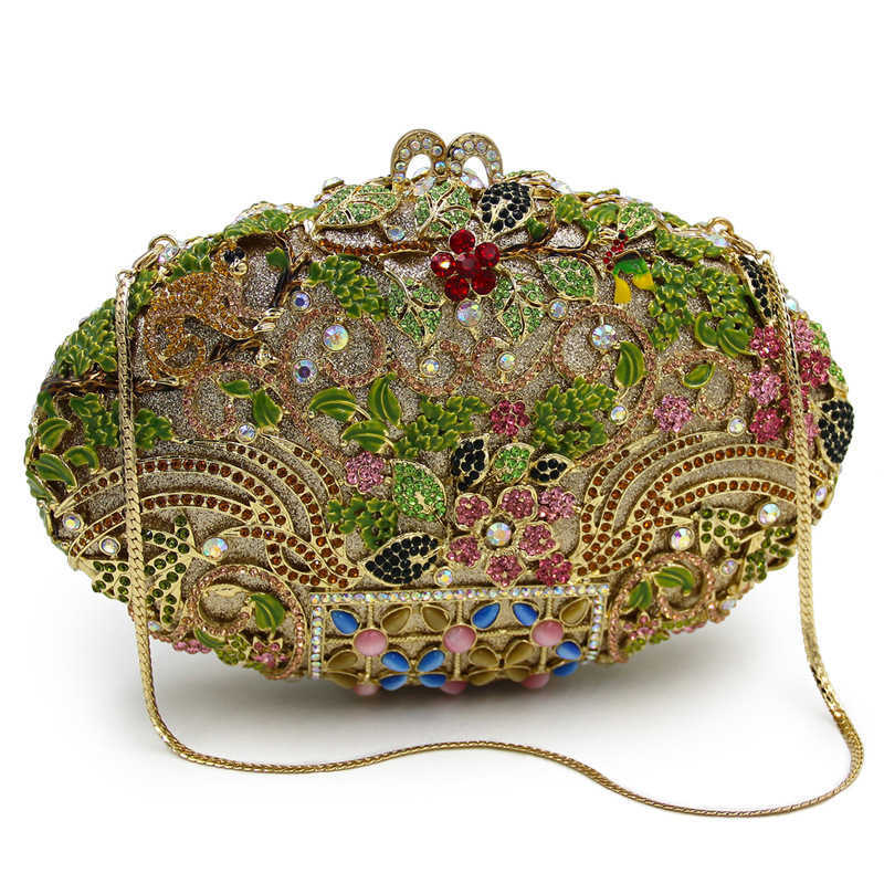 Shoulder Bags Bl092 Water Diamond Bag with Hollow Metal Crystal Dinner Embedding Carrying for Plus Phone 240427