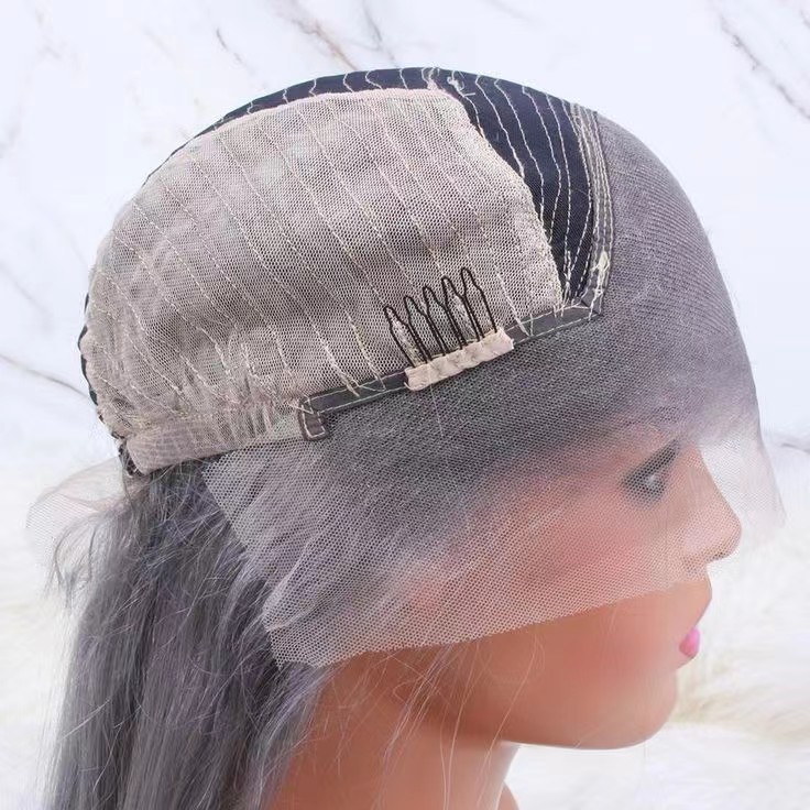 Dark roots ash gray lace front wigs ombre blonde silver grey wigs human hair pre plucked hd lace 13x4 lace frontal wig raw virgin hair long body wave