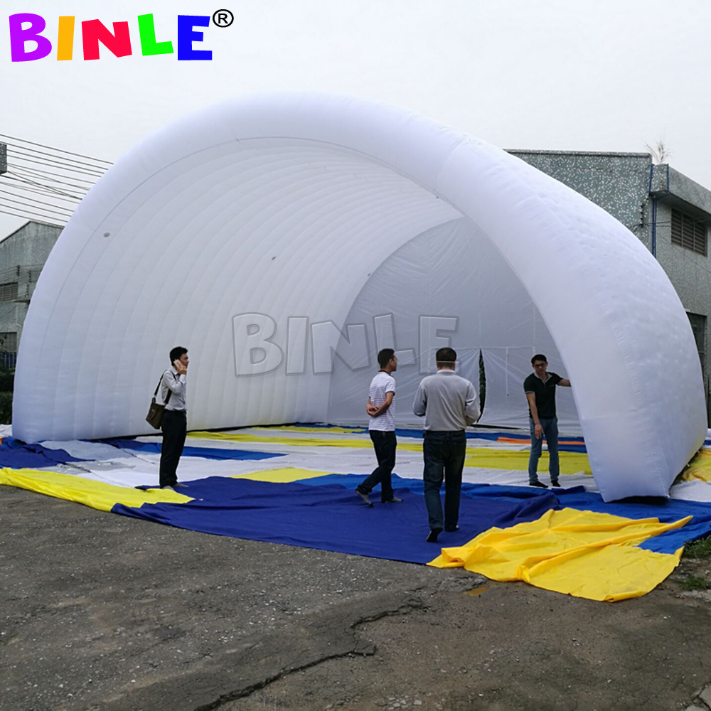wholesale 10x8x6mH (33x26x20ft) white waterproof oxford giant inflatable stage cover arch style dome tent open air roof canopy for concert or wedding 