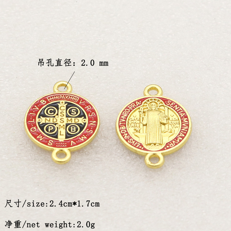 Charms Religious Saint Benedict Multicolor Medals Catholic Gold Plated Coin San Benito Favors Given As Gifts 230907