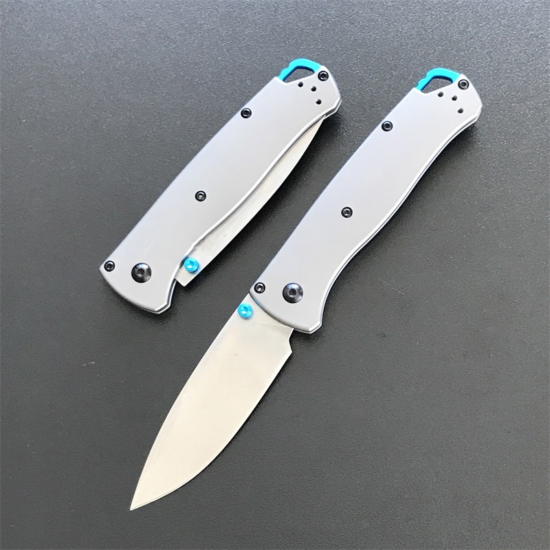 Titanium Alloy Handle 535 Folding Knife Stone Wash D2 Blade Outdoor Camping Safety Pocket Knives