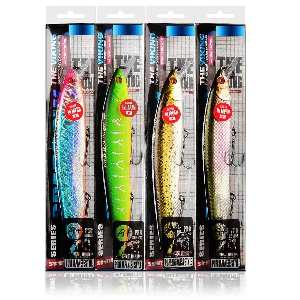 BEARKING 4pcs each set assorted colors Fishing lure SP Wobblers Hard bait Crankbait Minnow Lure for pike 240220