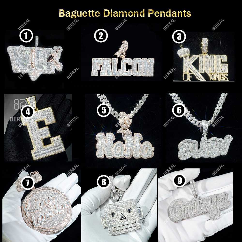 No.1 Factory VVS Moissanite Diamond Pendant Necklace Iced Out Hip Hop Letter Name Pendant Chain For Men Custom Fine Jewelry