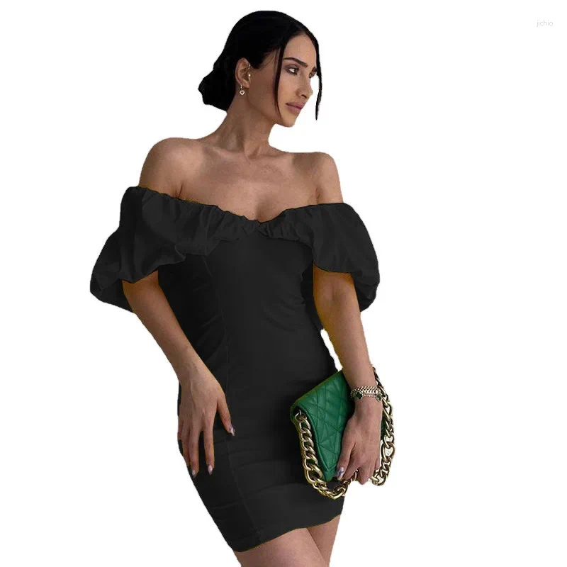 Casual Dresses Womens Sexy Solid Slim High Waist Mini Dress Spring Elegant Party Formal Women Off-Shoulder Slash Neck Backless