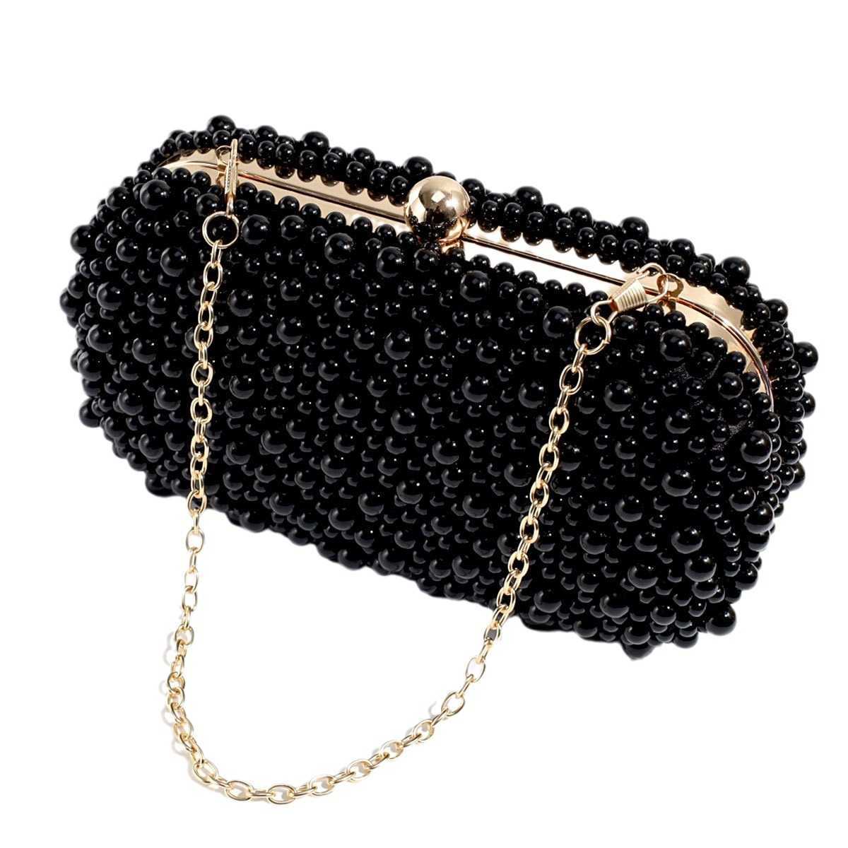 Shoulder Bags 2024 Beaded New Dinner Handbag Pearl Water Diamond Dress Bag Versatile Diagonal Straddle Ladies 240427