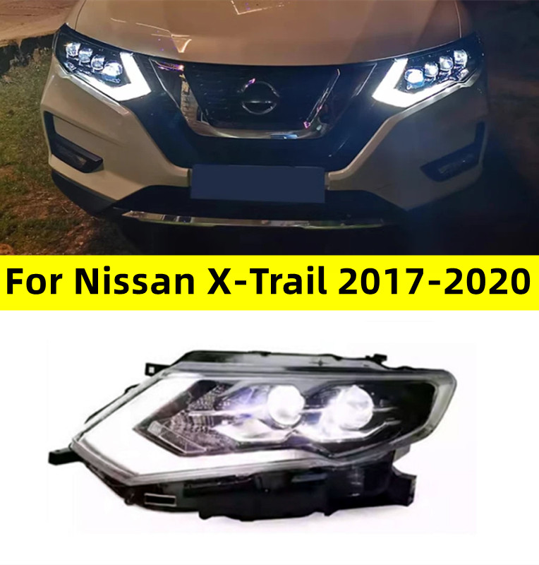 Headlight Assembly for Nissan X-Trail 20 17-20 20 LED Headlight Projector Lens Dynamic Turn Signal Angel Eye Lights