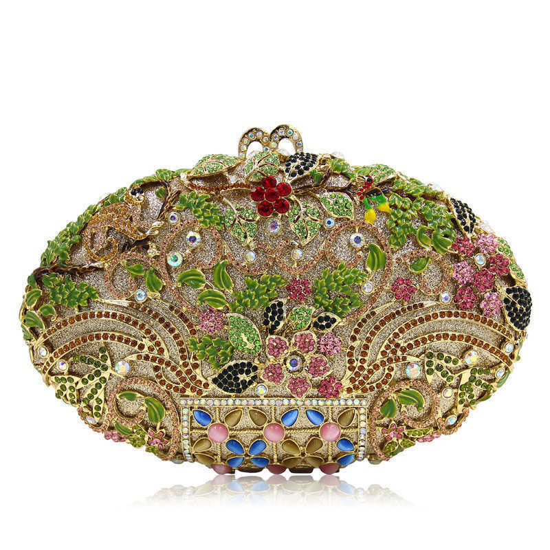 Shoulder Bags Bl092 Water Diamond Bag with Hollow Metal Crystal Dinner Embedding Carrying for Plus Phone 240427