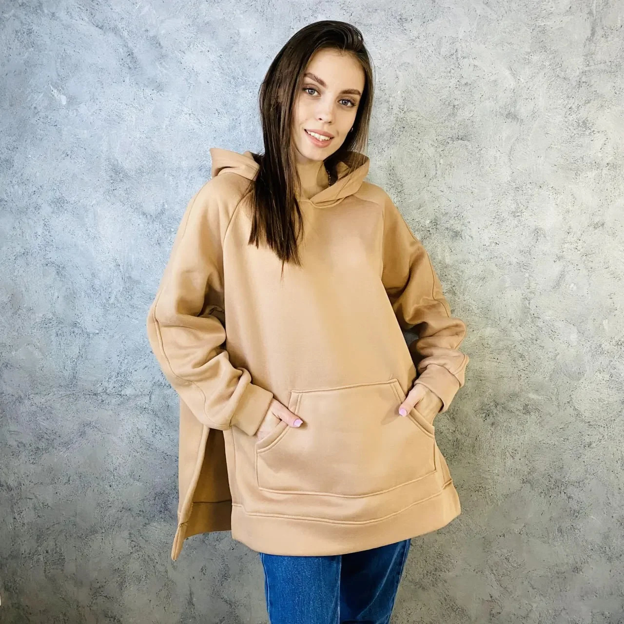 2024 Spring Oversize Hoodie Womens Hoodies Dress Solid Black Female Loose Fashion Casual Streetwear Lady Pullover 240223