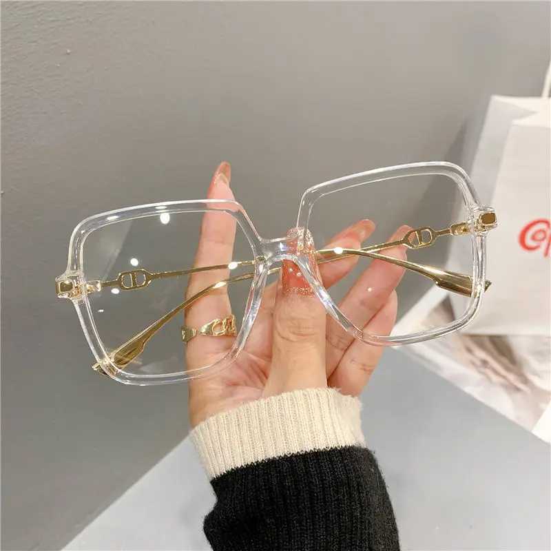 Eyeglass Frame Fashion Oversized Square Eyewear Retro Womens Anti-blue Light Bloking Metal Frame Glasses Trend Optical Computer Eyeglasses